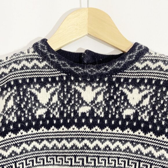 Vintage ESPRIT Navy and White Fair Isle Sweater / Cotton, Wool, Angora / Small - Picture 4 of 11